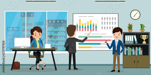 Modern office interior with furniture,business people or office workers