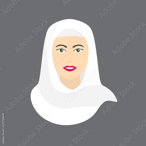 beautiful woman wearing hijab icon- vector illustration