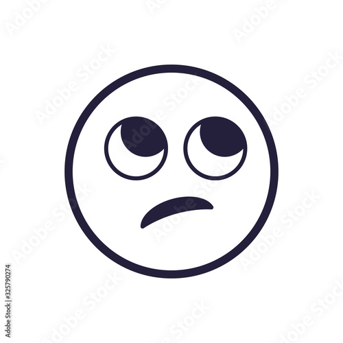 Rolling eyes emoji face flat style icon vector design