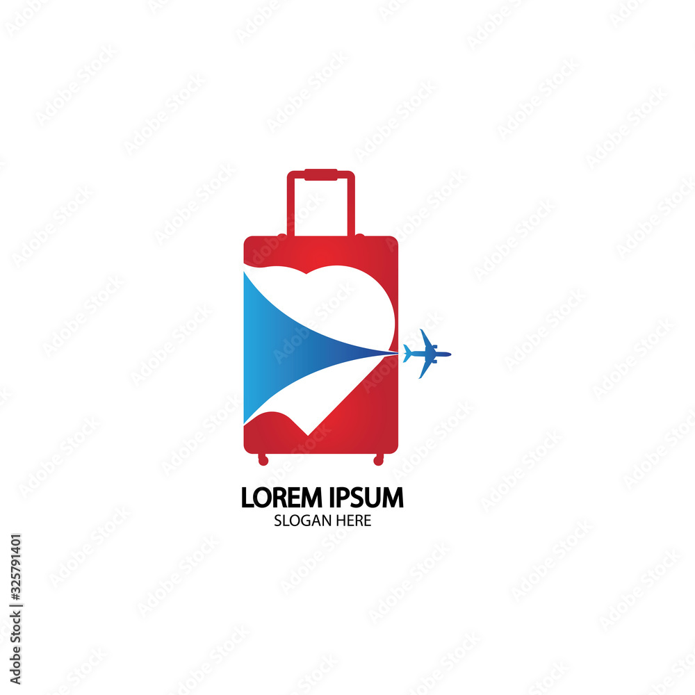 Travel logo, holidays, tourism, business trip company logo design. bag vector with airplane Travel logo, holidays, tourism, business trip company logo design. bag vector with airplane