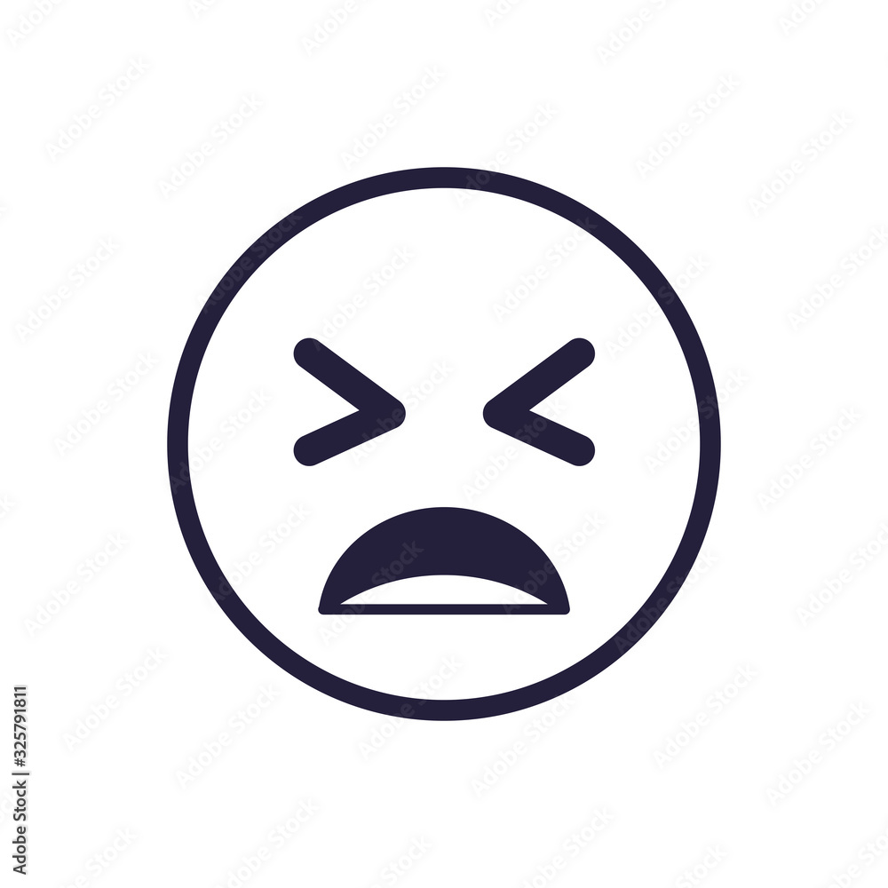 Frustrated emoji face flat style icon vector design