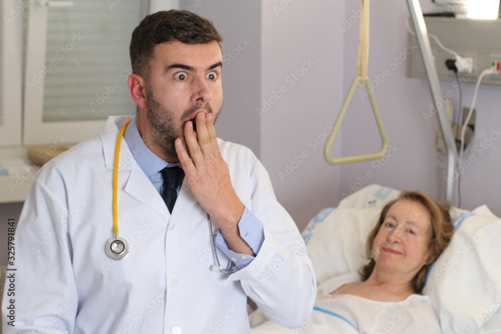 Obraz premium Embarrassed doctor making a mistake 
