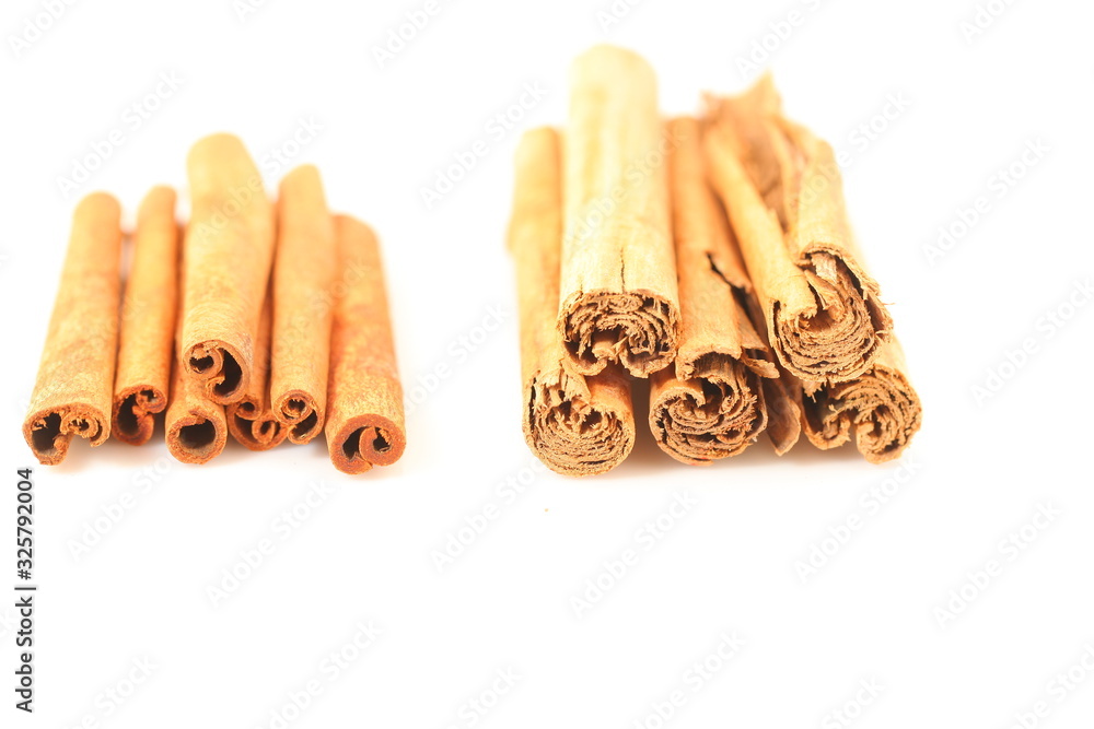 ceylon cinnamon and cassia bark .external differences Stock Photo