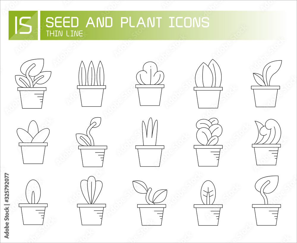 plant in pot and tree icons plant in pot and tree icons