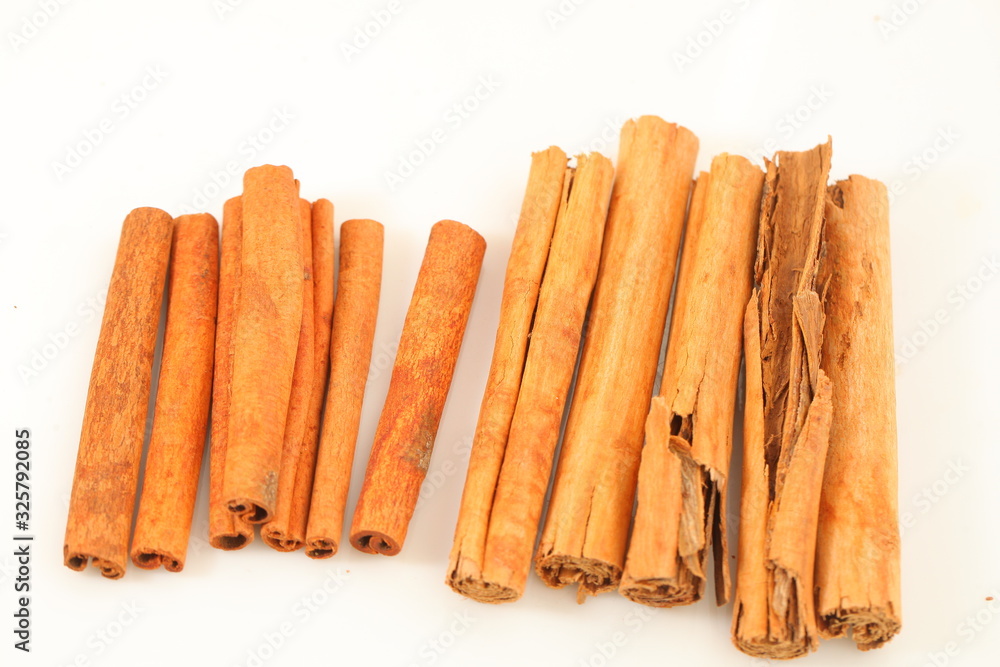 ceylon cinnamon and cassia bark .external differences foto de Stock