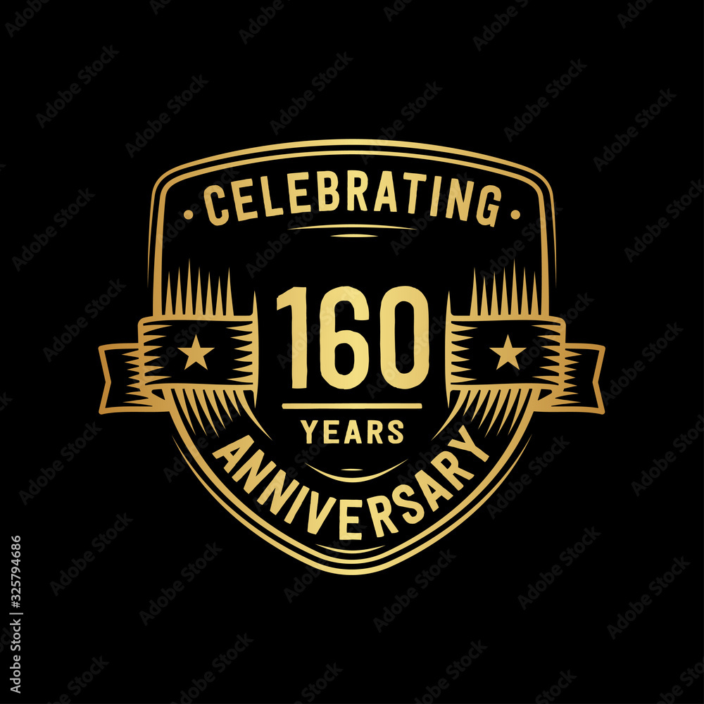 160 years anniversary celebration shield design template. Vector and illustration.