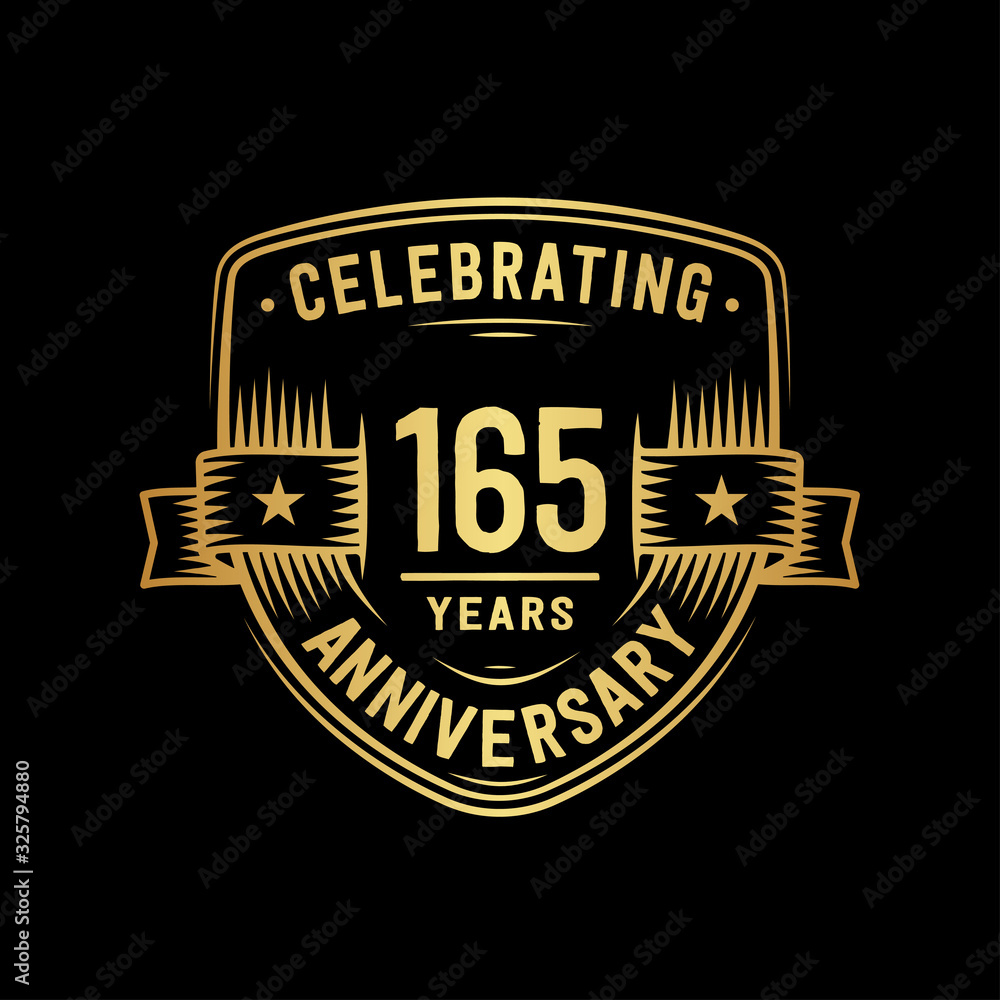 165 years anniversary celebration shield design template. Vector and illustration.
