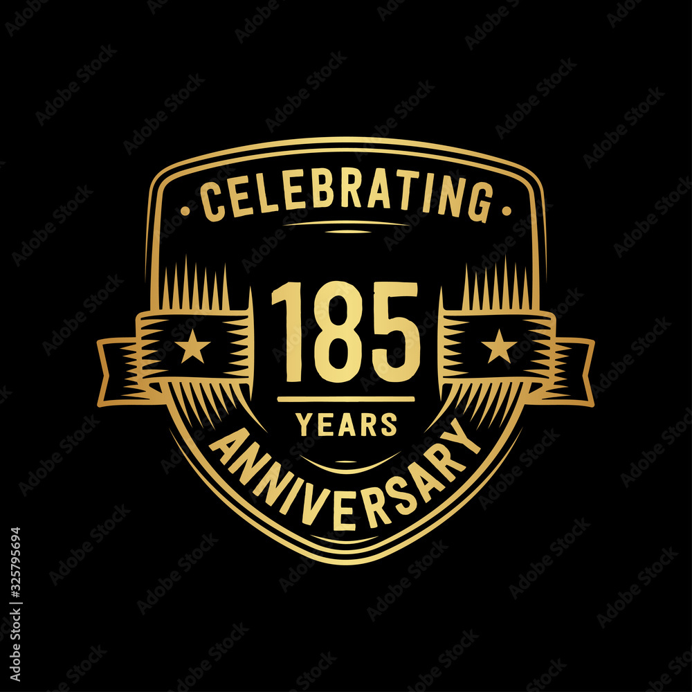 185 years anniversary celebration shield design template. Vector and illustration.