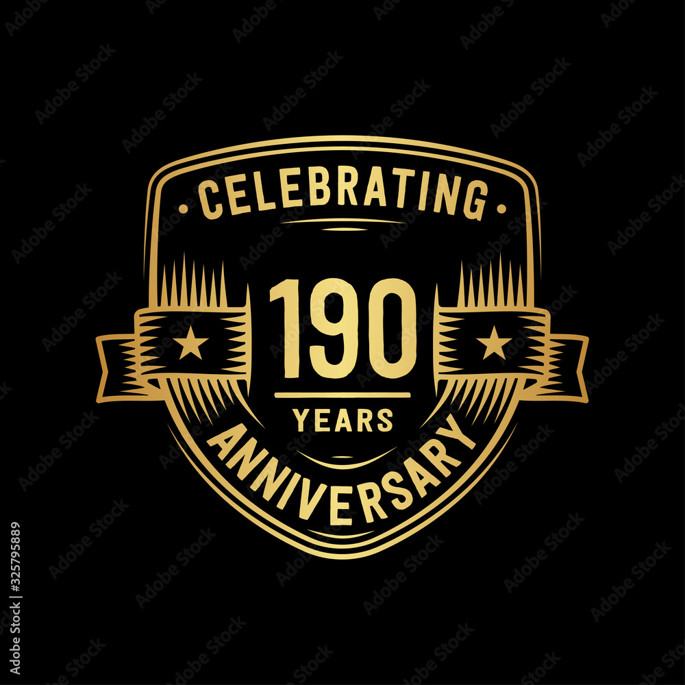 190 years anniversary celebration shield design template. Vector and illustration.