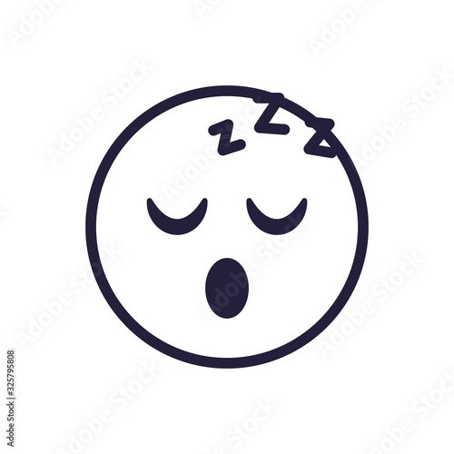 Sleepy emoji face flat style icon vector design