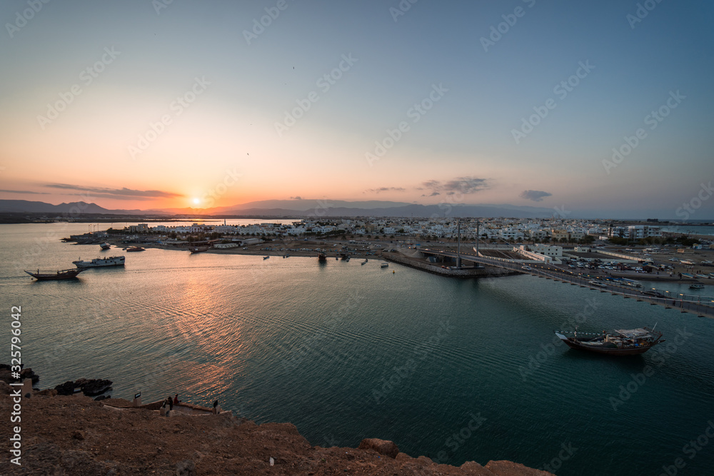 Beautiful sunset at Sur's bay, Oman