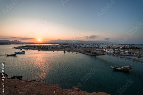 Beautiful sunset at Sur's bay, Oman