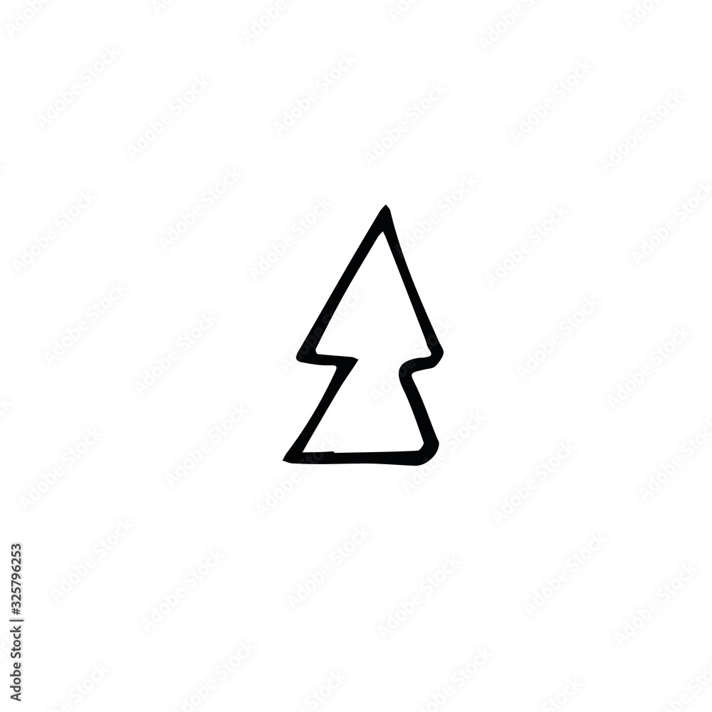 tree hand drawn in doodle style. simple scandinavian liner. Element for design card, poster, icon, sticker. tree, forest, christmas tree hand drawn in doodle style. simple scandinavian liner. Element for design card, poster, icon, sticker. tree, forest, christmas
