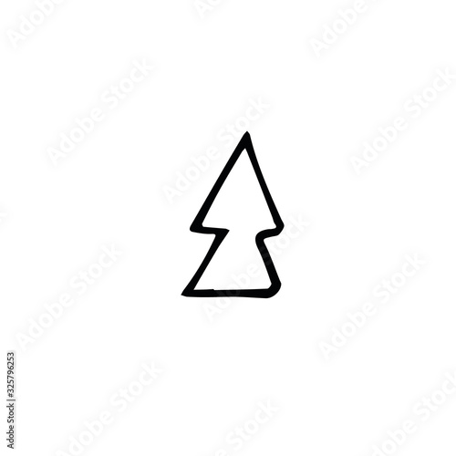 tree hand drawn in doodle style. simple scandinavian liner. Element for design card, poster, icon, sticker. tree, forest, christmas