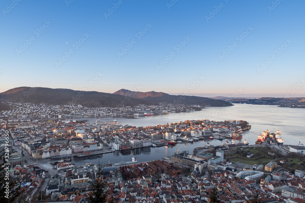 Bergen City from the mountain view.