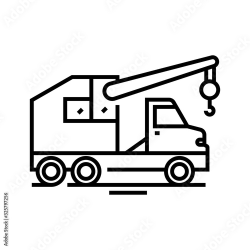 Demolition technic line icon, concept sign, outline vector illustration, linear symbol.
