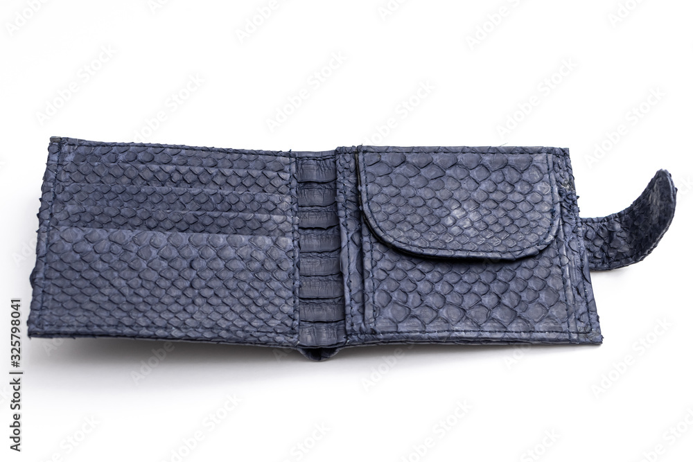 Snakeskin python leather wallet isolated on a white background. Snakeskin python leather wallet isolated on a white background.