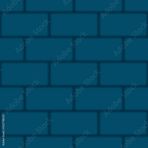 Blue brick wall. Seamless pattern. Vector graphic drawing. Background. Texture.