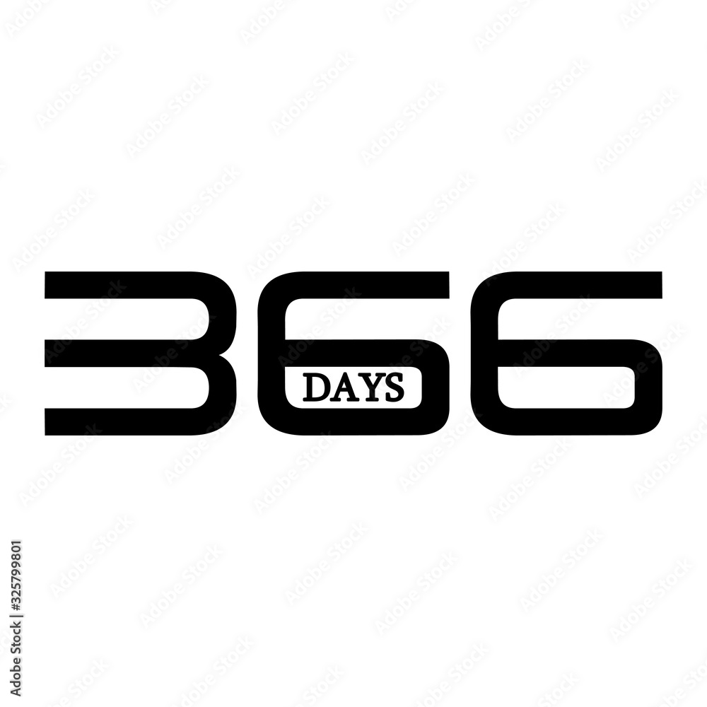 366 days icon number calendar. vector illustration icon, also known as leap year day, is a date added to most years that are divisible by 4. - obrazy, fototapety, plakaty 