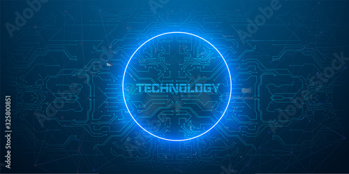 Circuit board. Digital technology blue background.  Digital technology concept, abstract background. Illustration Vector