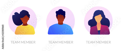 User personal profile faceless characters set. Dark skin employees, multicultural corporate workers portraits. Team member, avatar metaphors. Vector isolated concept metaphor illustrations