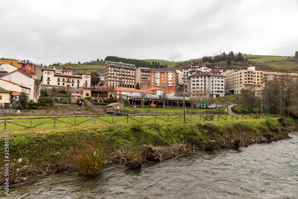 Cangas del Narcea, Spain. Views of the streets and houses in this traditional town in Asturias