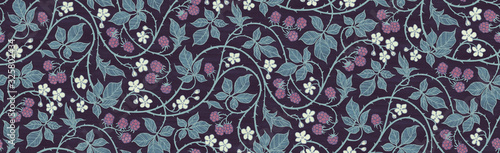 Floral botanical blackberry vines seamless repeating wallpaper pattern- calm ...
