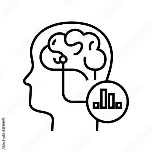 Considering diagram line icon, concept sign, outline vector illustration, linear symbol.