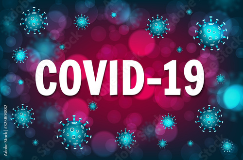 Wuhan coronavirus COVID-19 outbreak concept. Coronavirus danger and public health risk disease and flu outbreak. Pandemic medical concept with dangerous cells. Vector illustration