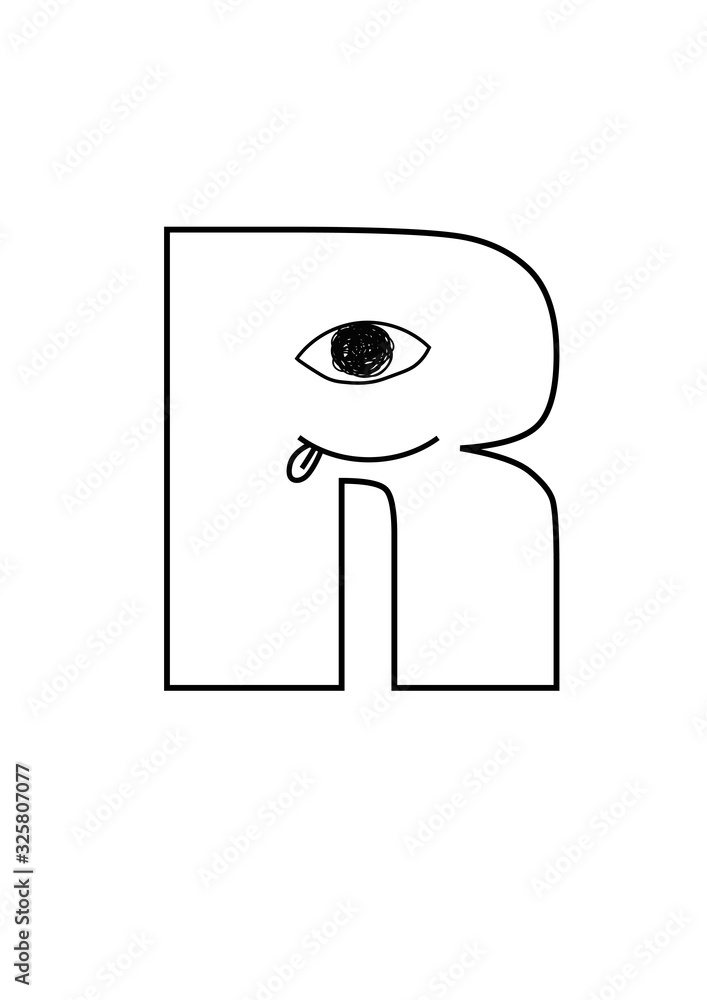 Cartoon style alphabet letter R Stock Illustration | Adobe Stock