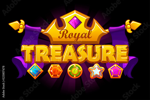 Treasure logo banner with golden crown and gem.