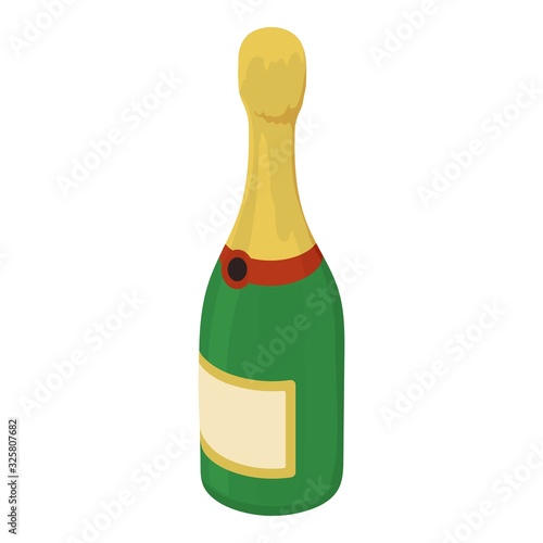 Champagne bottle icon. Isometric of champagne bottle vector icon for web design isolated on white background