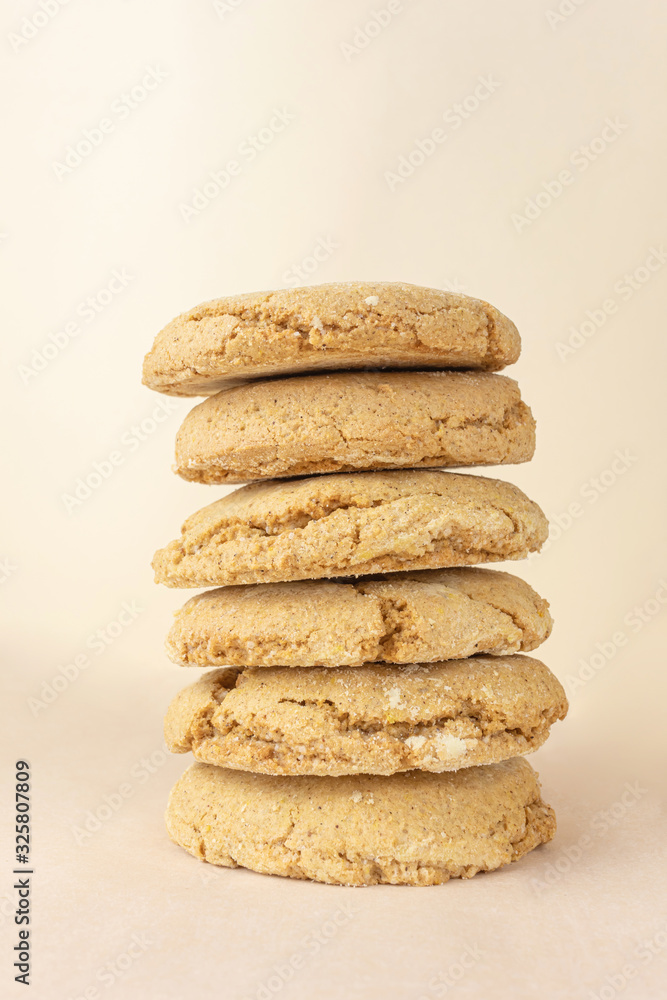 Round homemade cookies close-up. Baking cooking concept. Copyspace. Round homemade cookies close-up. Baking cooking concept. Copyspace.