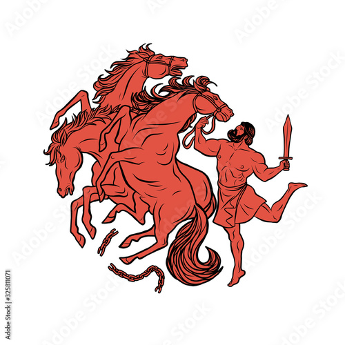 Mares of Diomedes. 12 Labours of Hercules Heracles
