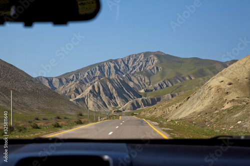 Mountains in Xizi, Azerbaijan. Colorful hills . olorful geological formations . striped hills .Steppe high mountains like marsian peisage . View of the beautiful striped no tree .mountain .