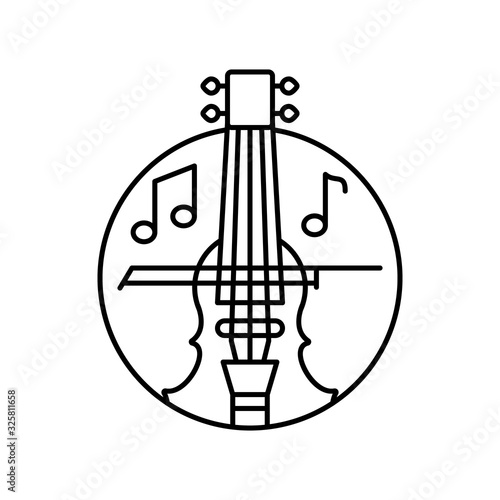 Violin in circle icon. Simple line, outline vector elements of musical instrument icons for ui and ux, website or mobile application