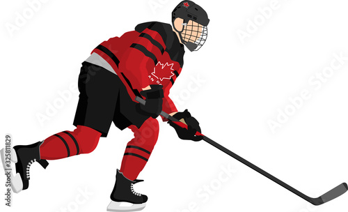 Canvas Print Canada Hockey Player In Red Dress On White Background