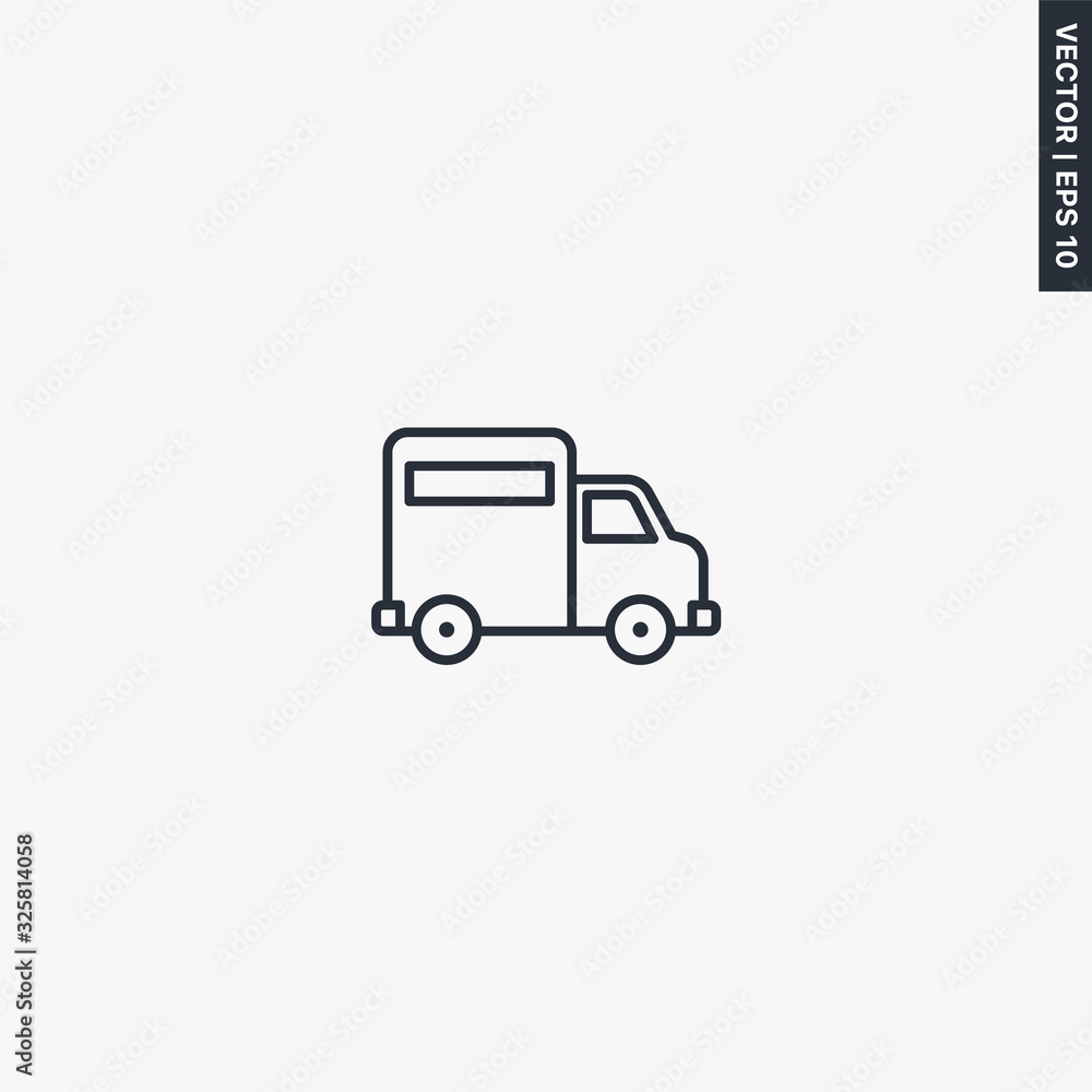 Delivery, truck, linear style sign for mobile concept and web design