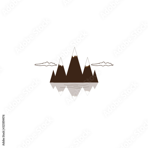 high mountain with cloud and reflection of water logo design vector template