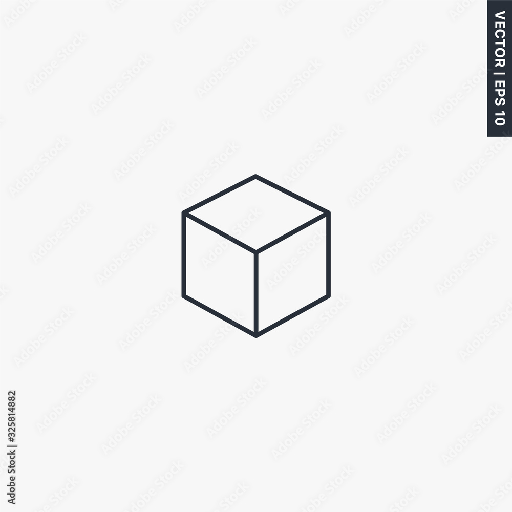 Isometric cube, linear style sign for mobile concept and web design Isometric cube, linear style sign for mobile concept and web design