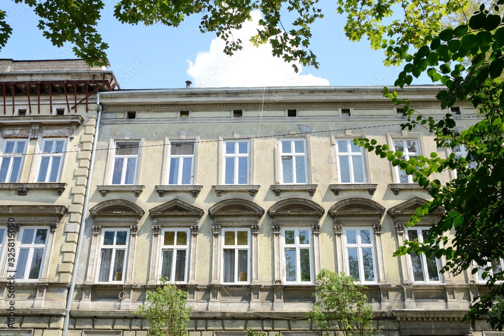 Building in Jewish district of Krakow, Poland