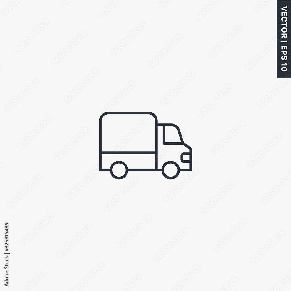Lorry, linear style sign for mobile concept and web design