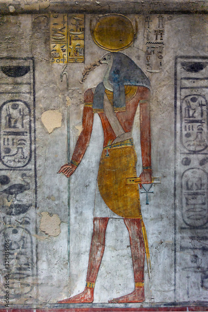 Ancient egypt color image of Horus god