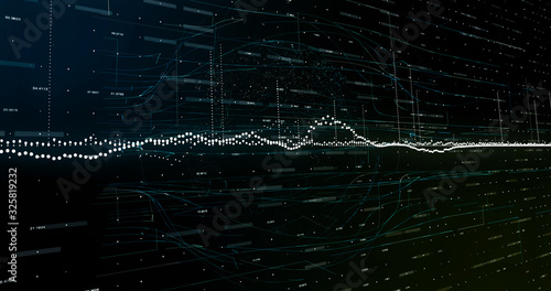 Abstract digital network data background, 3D rendering
