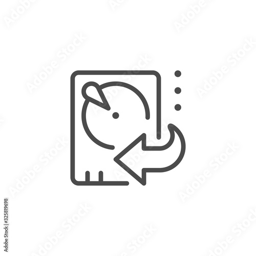Hard drive data recovery line outline icon
