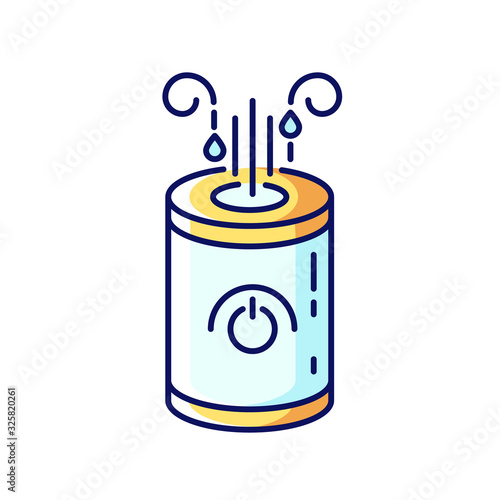 Air cleaner RGB blue and yellow color icon. Household humidifier, domestic ionizer, water vaporizer, asthma prophylaxis system, healthcare domestic device. Isolated vector illustration