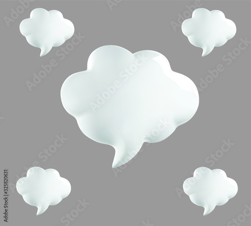 3d talking cloud, shiny cloud foam. 3d talking ballon. Cload foam illustration.