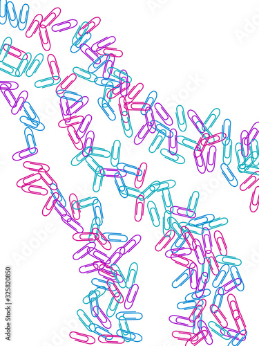Stationary paperclips isolated on white background