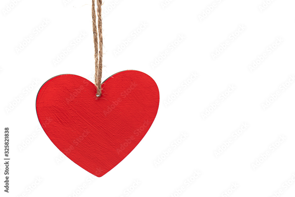 Wooden Heart with Rope isolated on white Background Wooden Heart with Rope isolated on white Background
