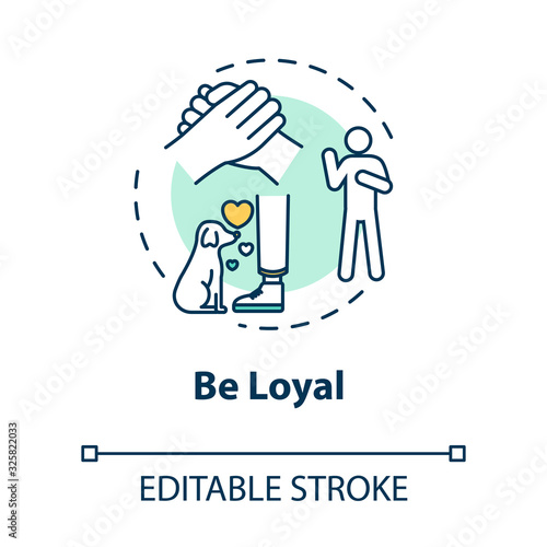 Be loyal concept icon. Friendship relationships and social skills advice. Being faithful and trustworthy friend idea thin line illustration. Vector isolated outline RGB color drawing. Editable stroke